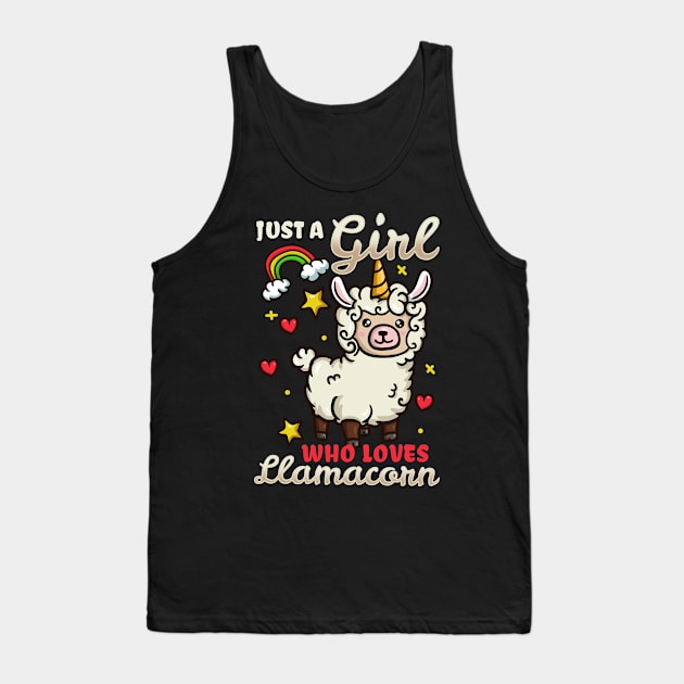 Just a girl who loves Llamacorn - Cute Llama Unicorn Gift Tank Top by biNutz